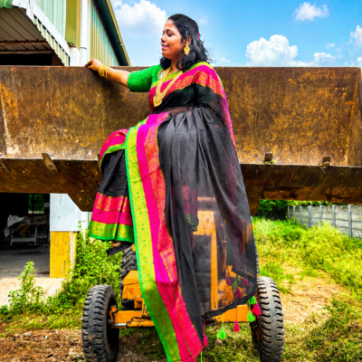 Mul Mul Cotton Saree – Lilly Black | Soft & Elegant Traditional Wear